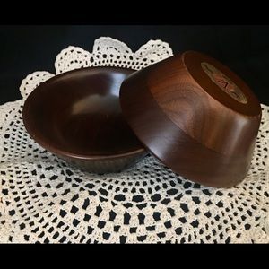 Vintage Vermillion Walnut Bowls-Set of 2